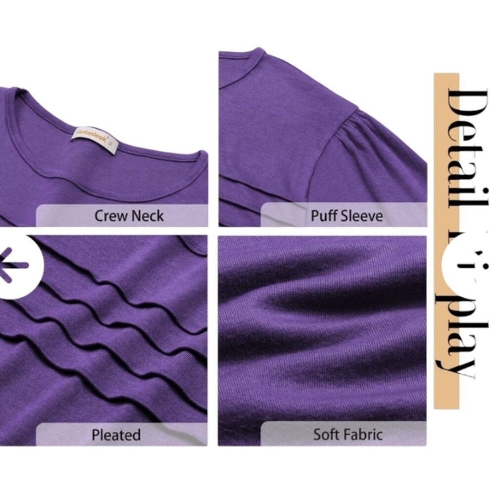 NWT FANTASLOOK -Large Chic Purple Long Sleeve Women's Top - Picture 6 of 7